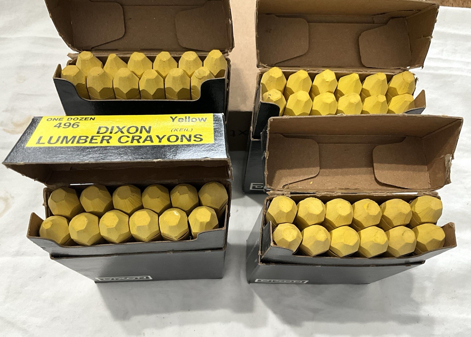 Dixon Lumber Marking Crayons Yellow Lot of 4  (12-Pack) 496 USA