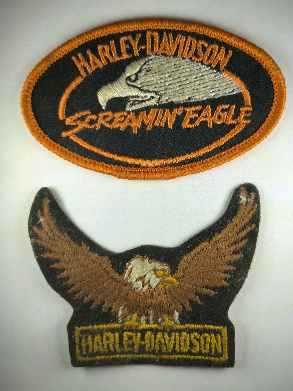 VintageHarley Davidson Up Wing Eagle & Screamin' Eagle Embroidered Patches NOS