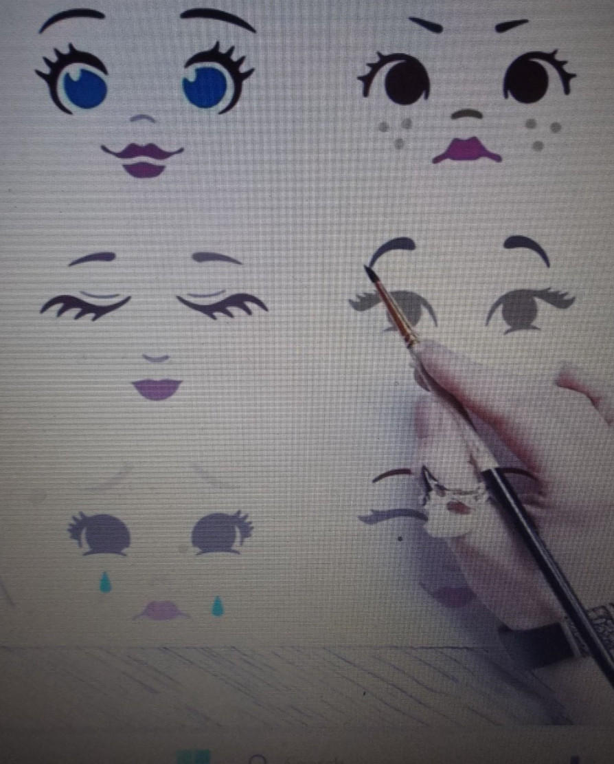 Reusable Pack 3 Face Painting Templates For Rag Doll Making or Crafts CODE E