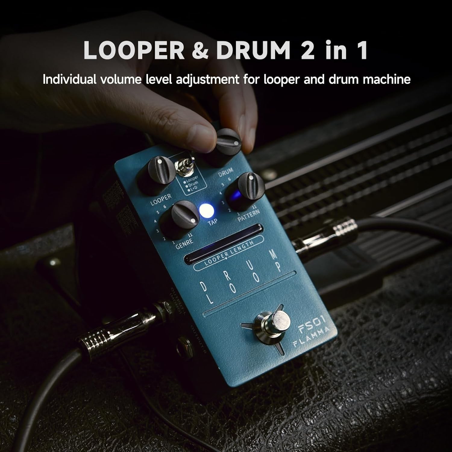 Drum Machine & Loop Pedal Metal 20 Min Capacity 121 Rhythms Guitar Effects
