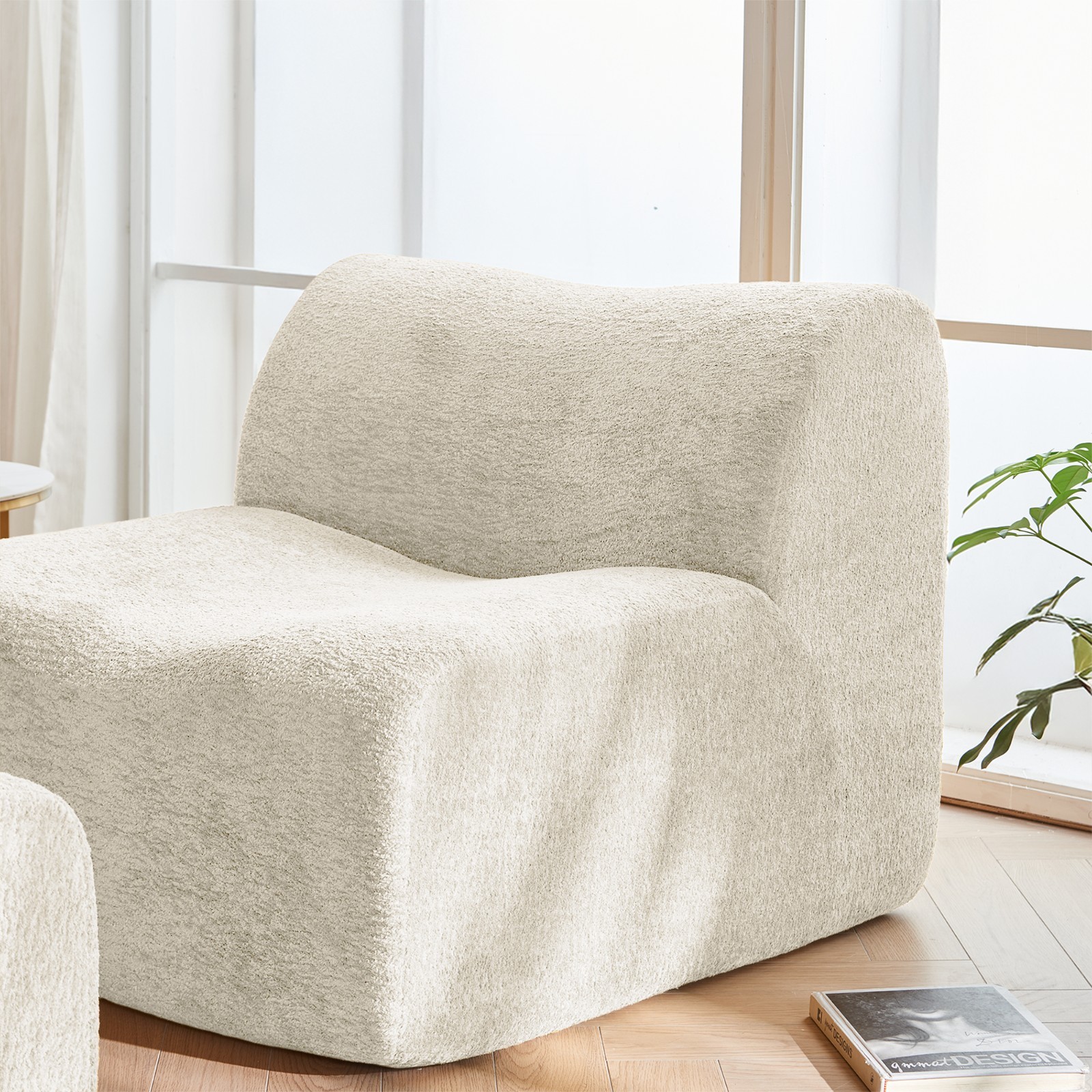 Space-Saving Single Foam Sofa Chair with Footrest & Pillow