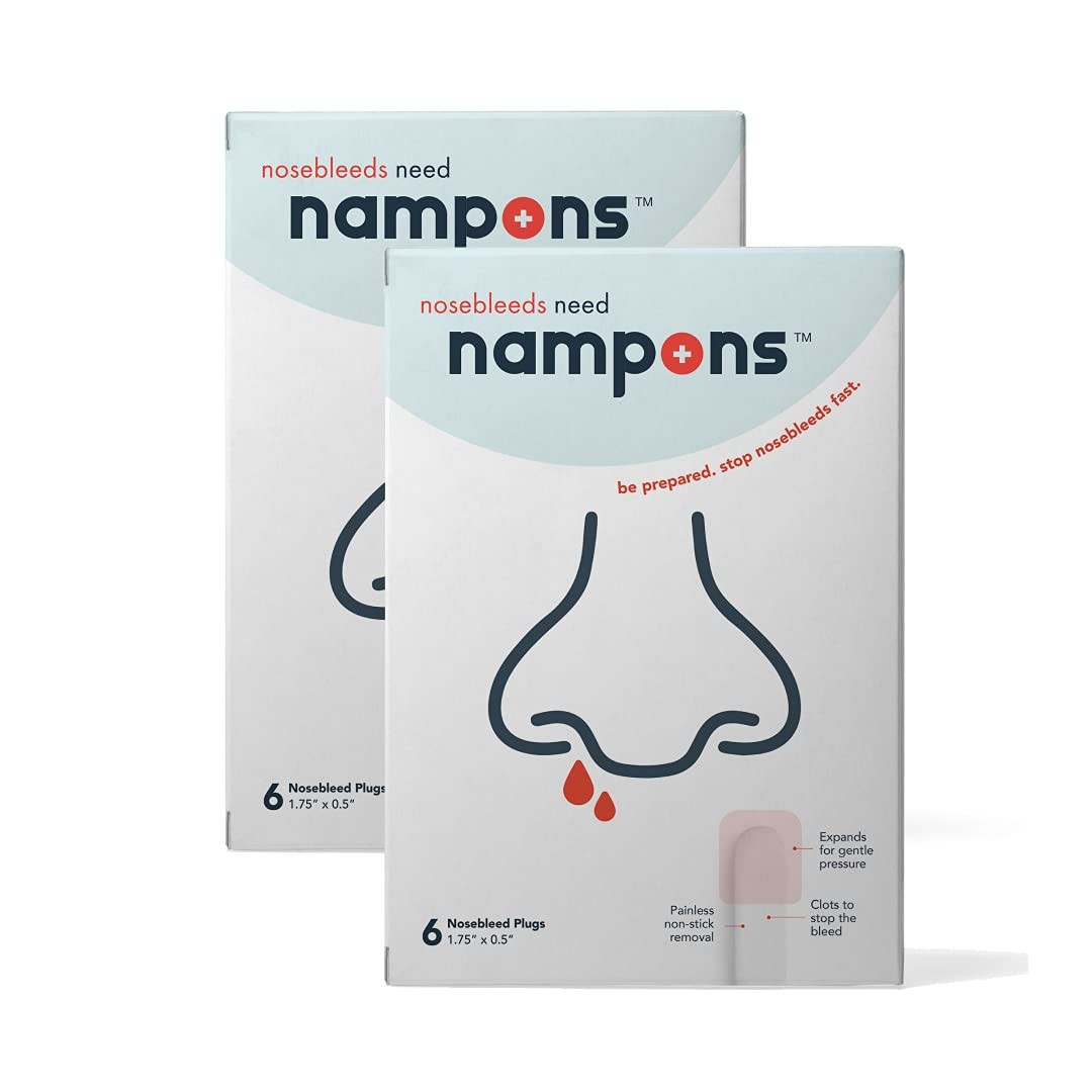 Nampons for Nosebleeds - 12 Nasal Plugs with Clotting Agent to 12 Pack, Adult