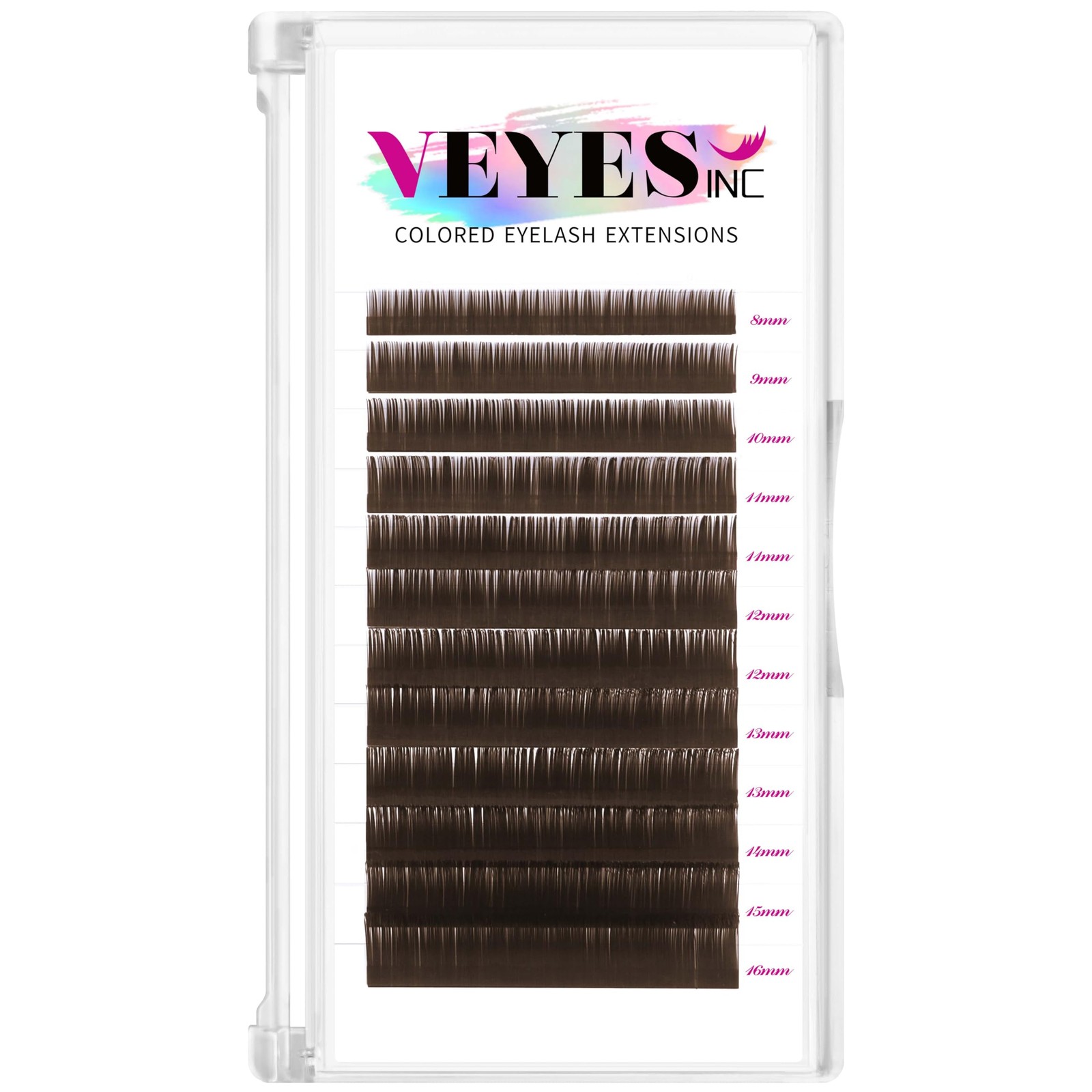 VEYES INC Colored Lash Extensions 03 05 07 15 C/D 8-16mm, Dark Brown D-0.05