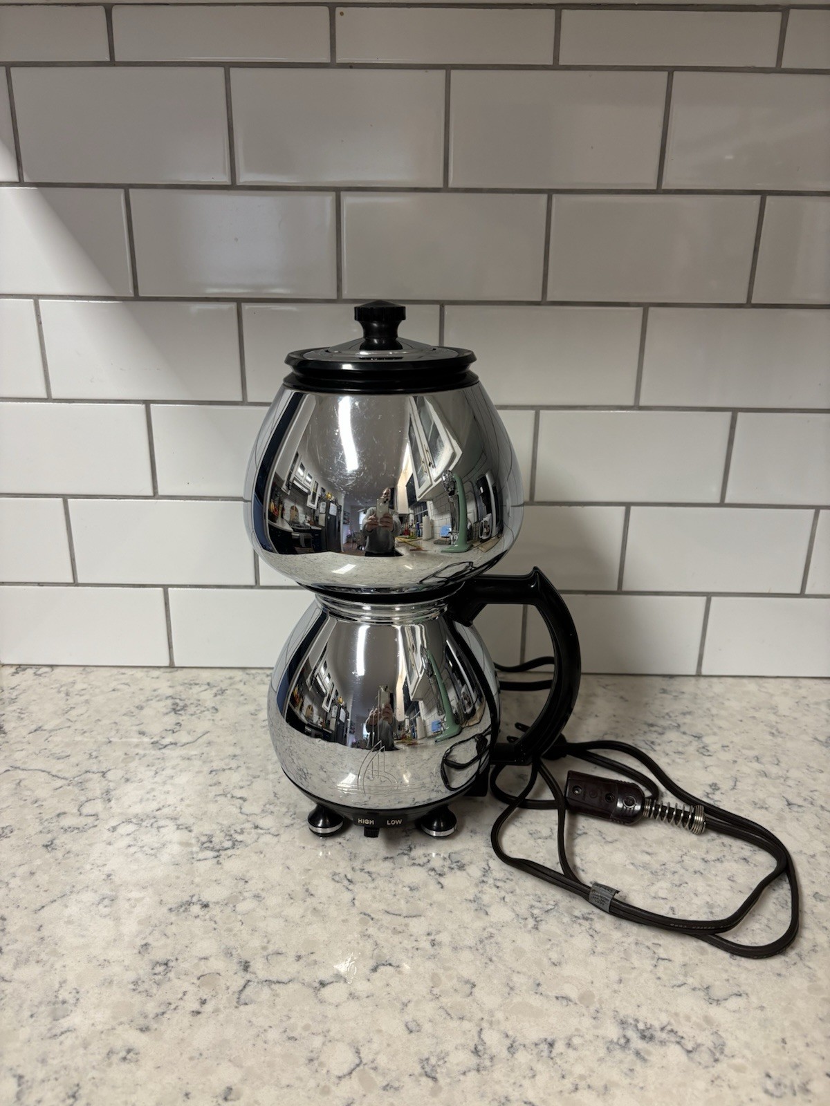 Vintage Sunbeam Coffeemaster “Double Bubble” C20B chrome vacuum coffee maker.