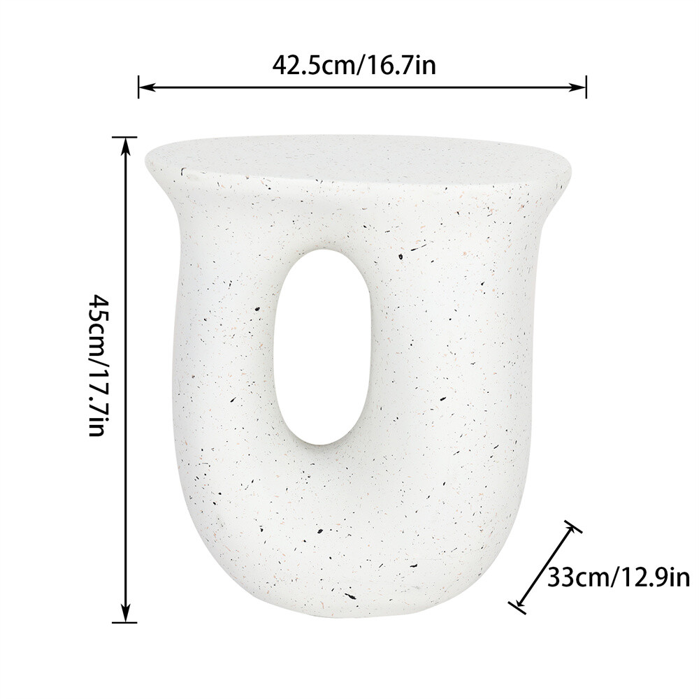 Modern U-shaped Lightweight Concrete Accent Table Garden Stool Sofa Side Stand