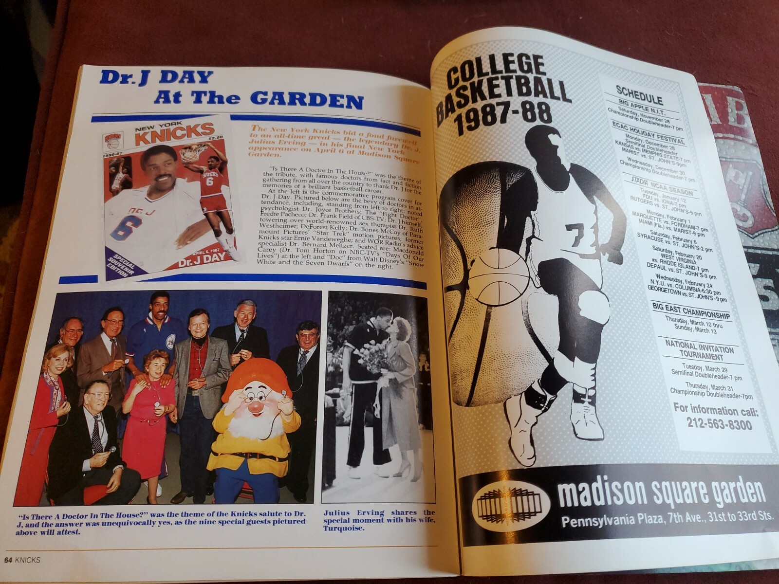 1987 Knicks Program November 10, 1987 Atlanta Hawks Ewing/Wilkins/mark jackson
