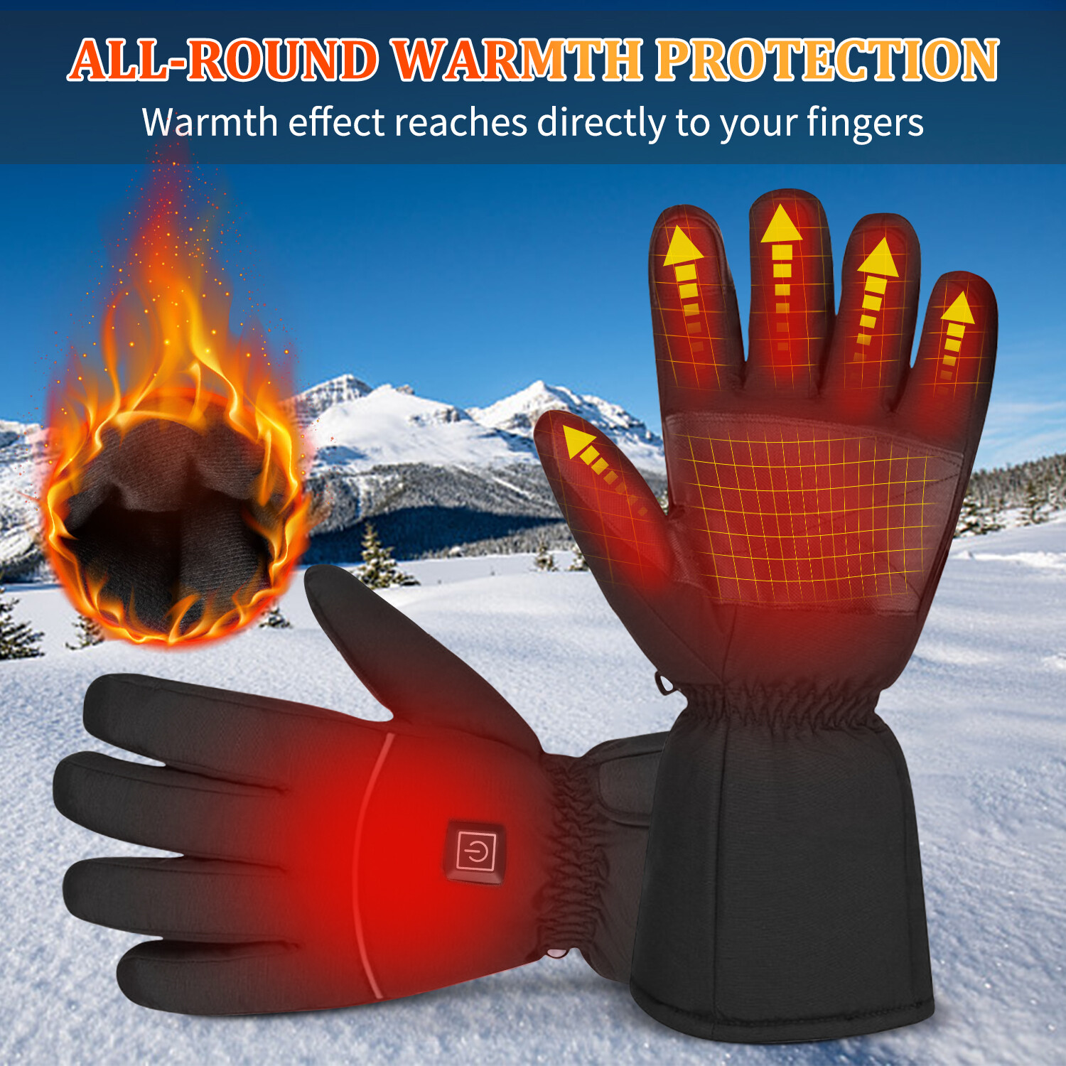 Electric Heated Gloves Hand Warmer Windproof Thermal Winter