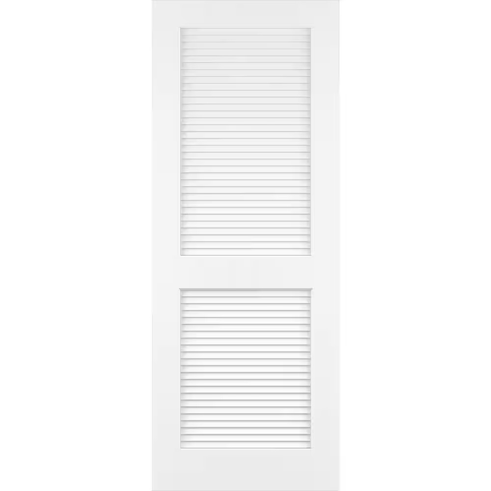24 In. X 80 In. Traditional Louver Louver Solid Core Wood White Interior Door Sl