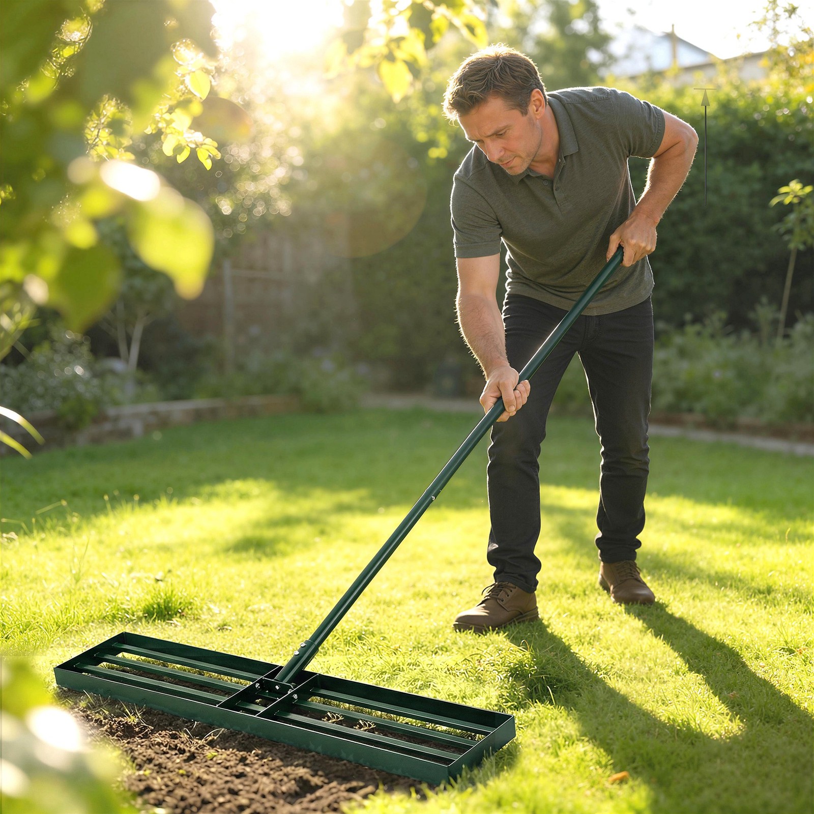 Outsunny 36" x 10" Lawn Leveling Rake with 66.5" Handle