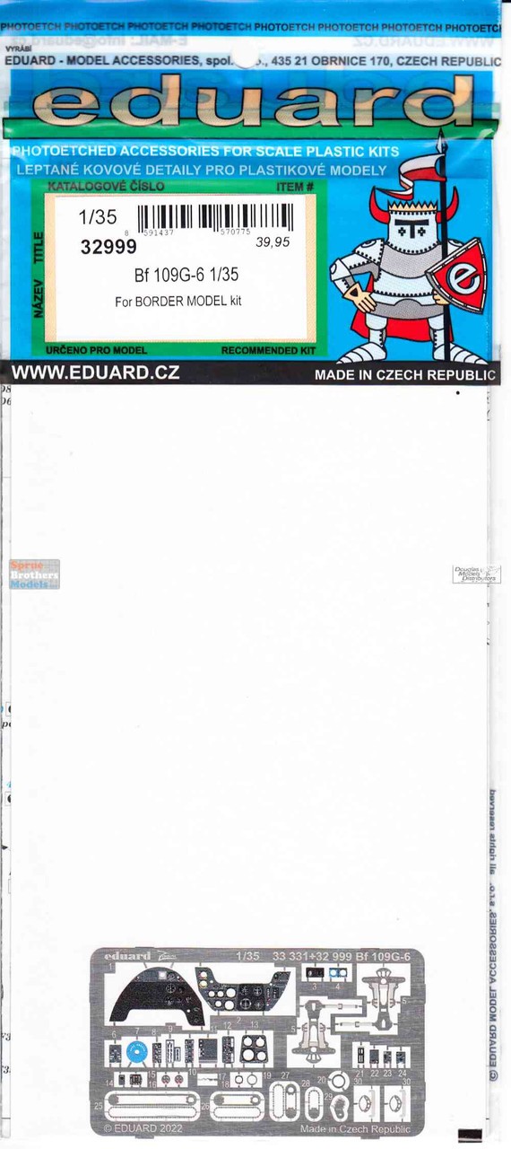 EDU32999 1:35 Eduard PE - Bf109G-6 Detail Set (BDM kit)