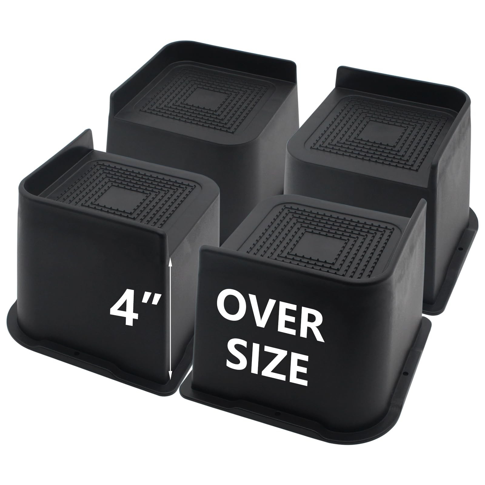 Bed Risers 4 inch Heavy Duty 4 Pack Oversized Furniture Risers 6 inch Black Be
