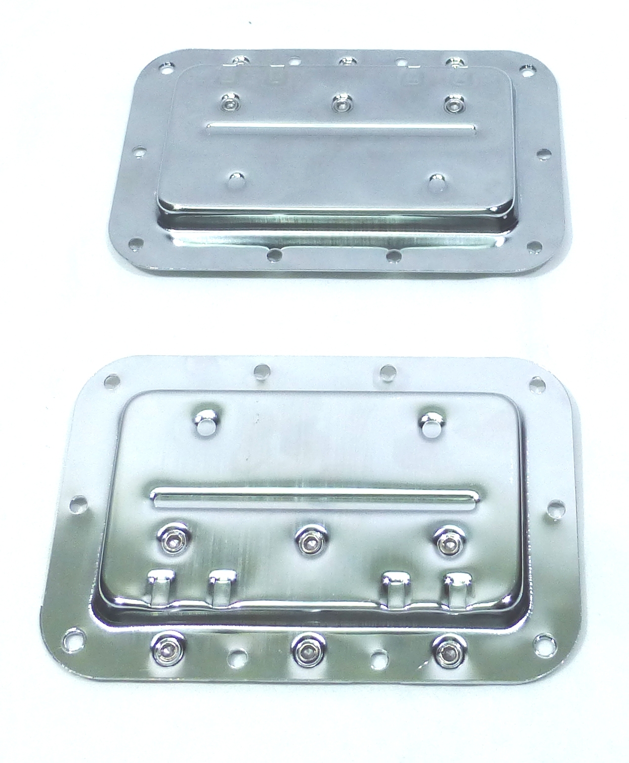 (2)Two Medium Chrome Plated Spring-Loaded Recessed Handles For ATA Road Cases.