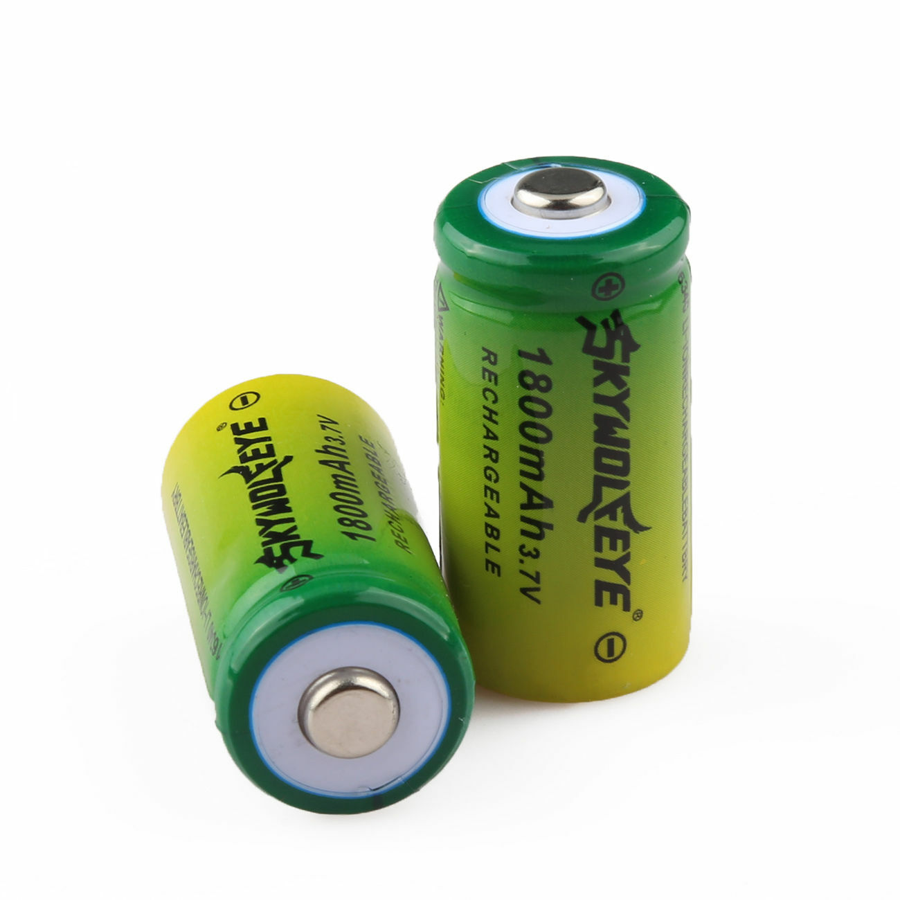 2pcs SKYWOLFEYE 16340 Battery 3.7V 1800mAh Rechargeable Li-Ion Cell Batteries US