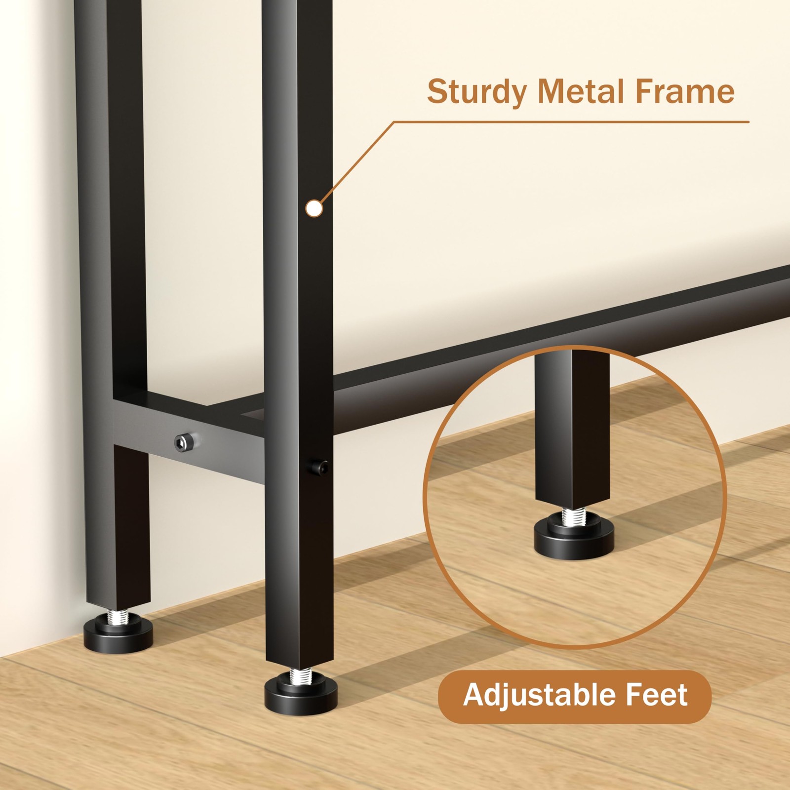 Keelian 78 Inch Double-Layer Narrow Console 78" double-deck, Rustic Brown