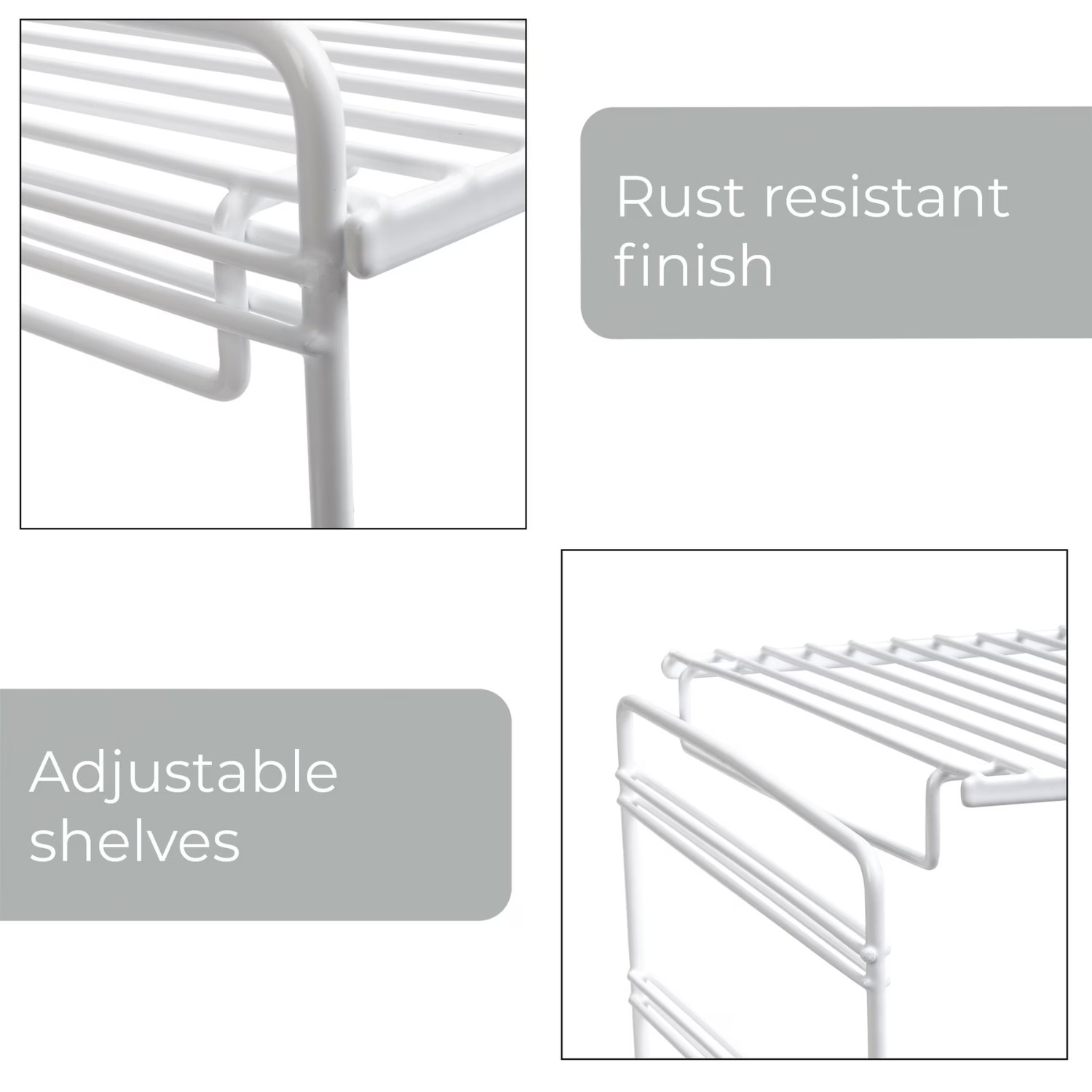 Mainstays Kitchen Organizer 3 Tier Adjustable Steel Shelf White Storage