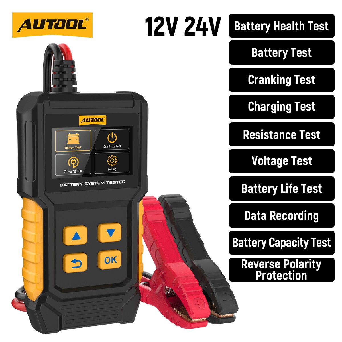 12V 24V Car Battery Tester Truck Battery Analyzer Cranking Charging Voltage Test