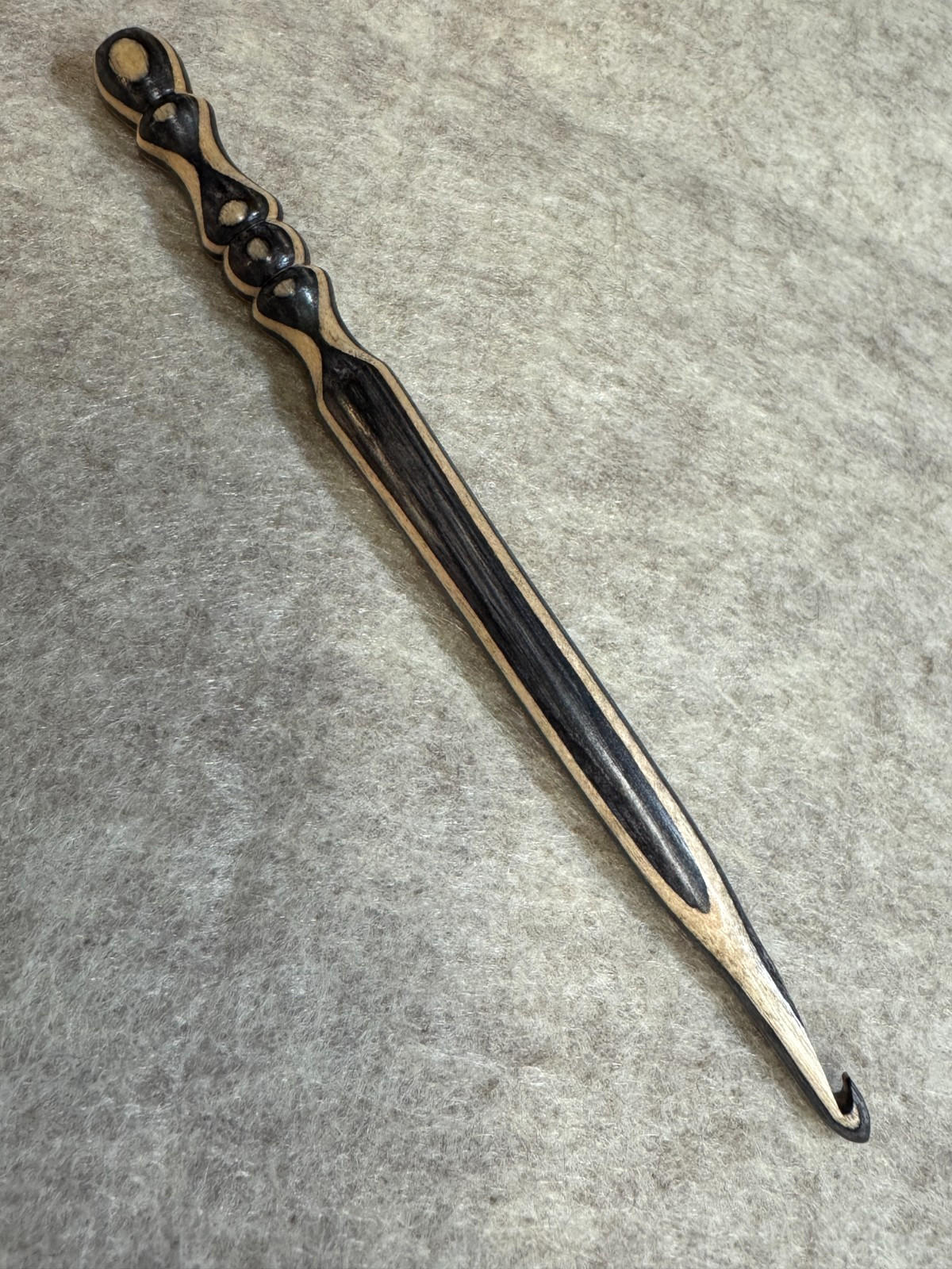 Hand carved Barnwood WOOD YARN  CROCHET HOOK  size I