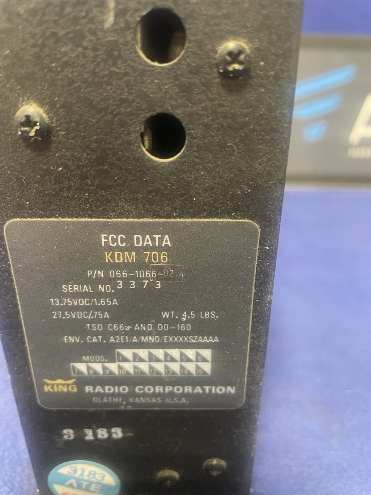 KING FFC DATA KDM 706 P/N 066-1066-02