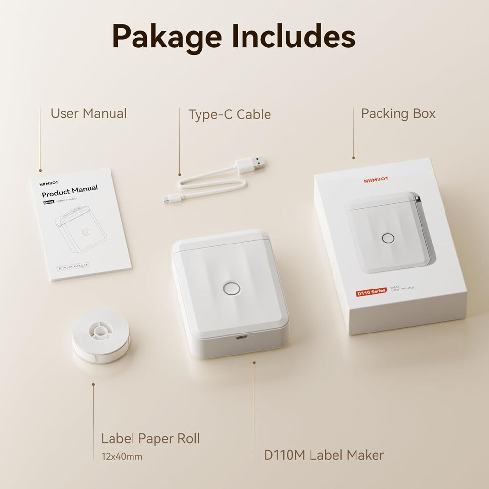 NIIMBOT Label Maker Machine with Tape Thermal Bluetooth Portable Printer D110-M