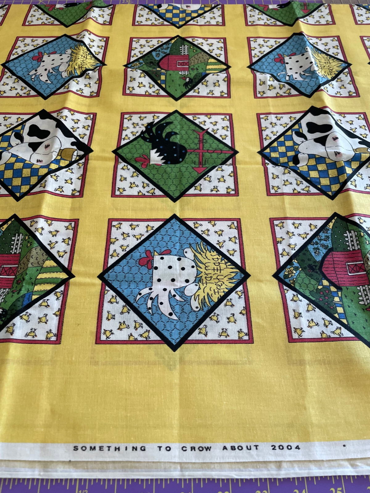 2 Pc VTG Something to Crow About Fabric 1 yd 17" x 44" & 19"x23" Farm Country