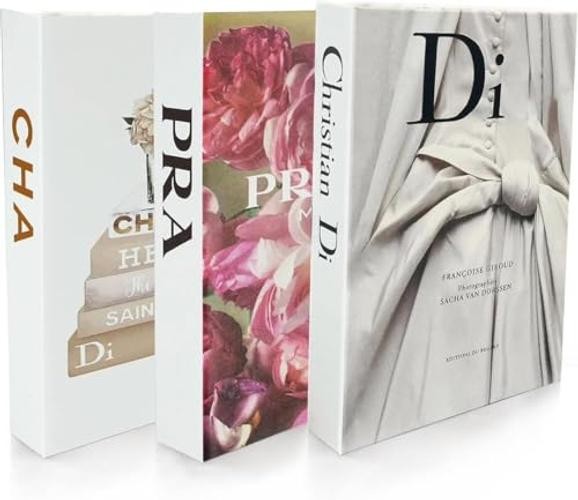 Set of 3 Decorative Faux Books for Home Decor Designer Hard Cardboard Coffee