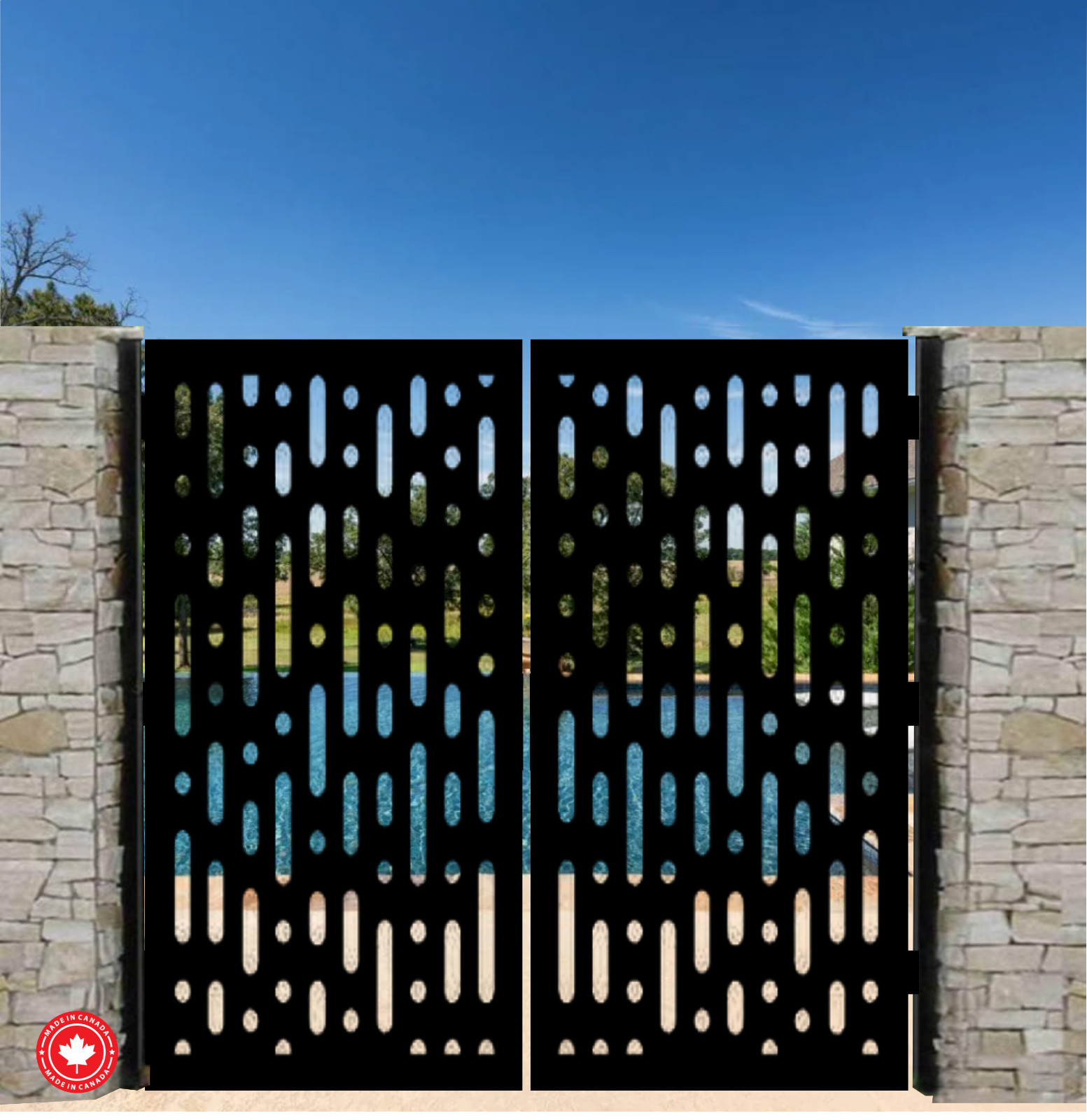 Laser Cut Steel Gate 36"x60" Powder Coated Rust Resistant Metal Entryway Gate
