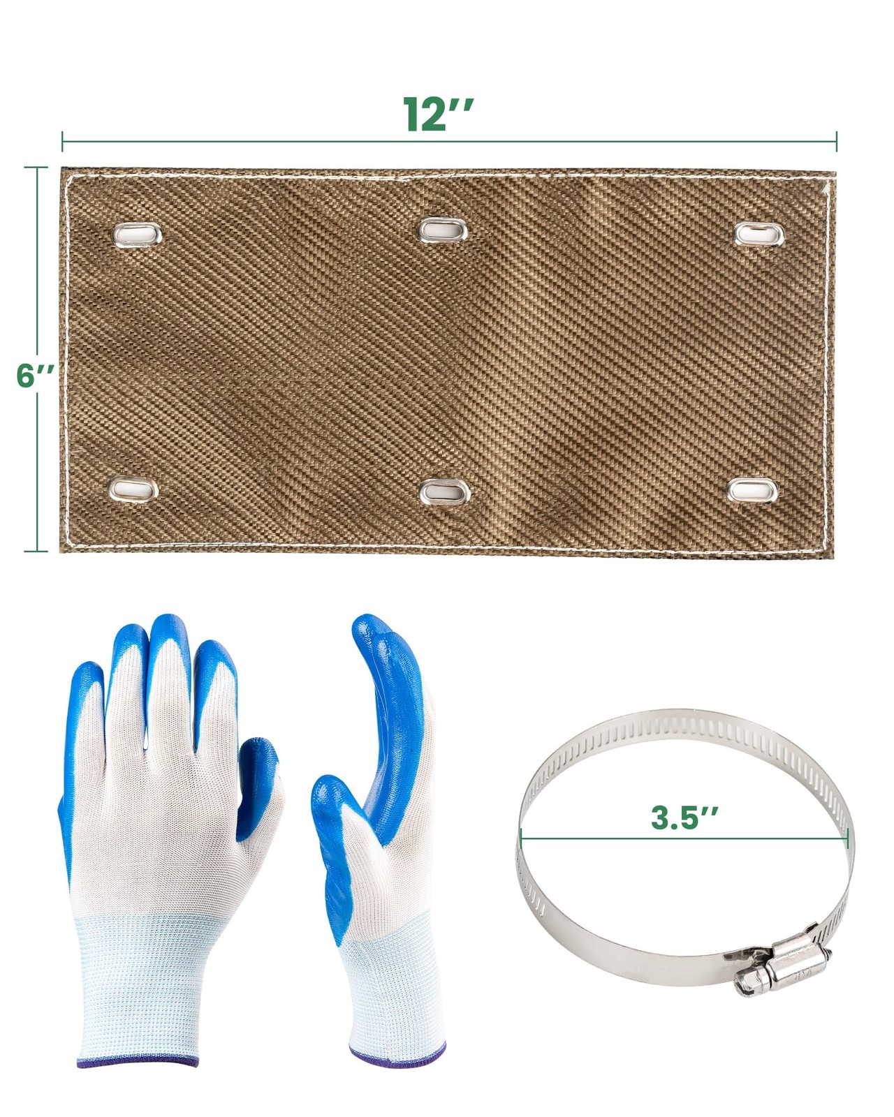Titanium Pipe Shield with Gloves, Exhaust Heat Shield 12" x 6", 2 L... Fast Ship