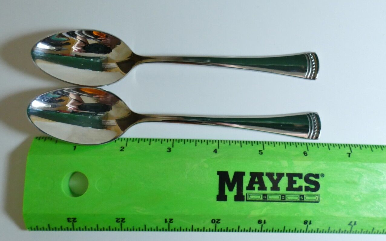 Lenox 18/10 Stainless Flatware lot of 2 PORTOLA Glossy Teaspoon Tea Spoons 6.25"