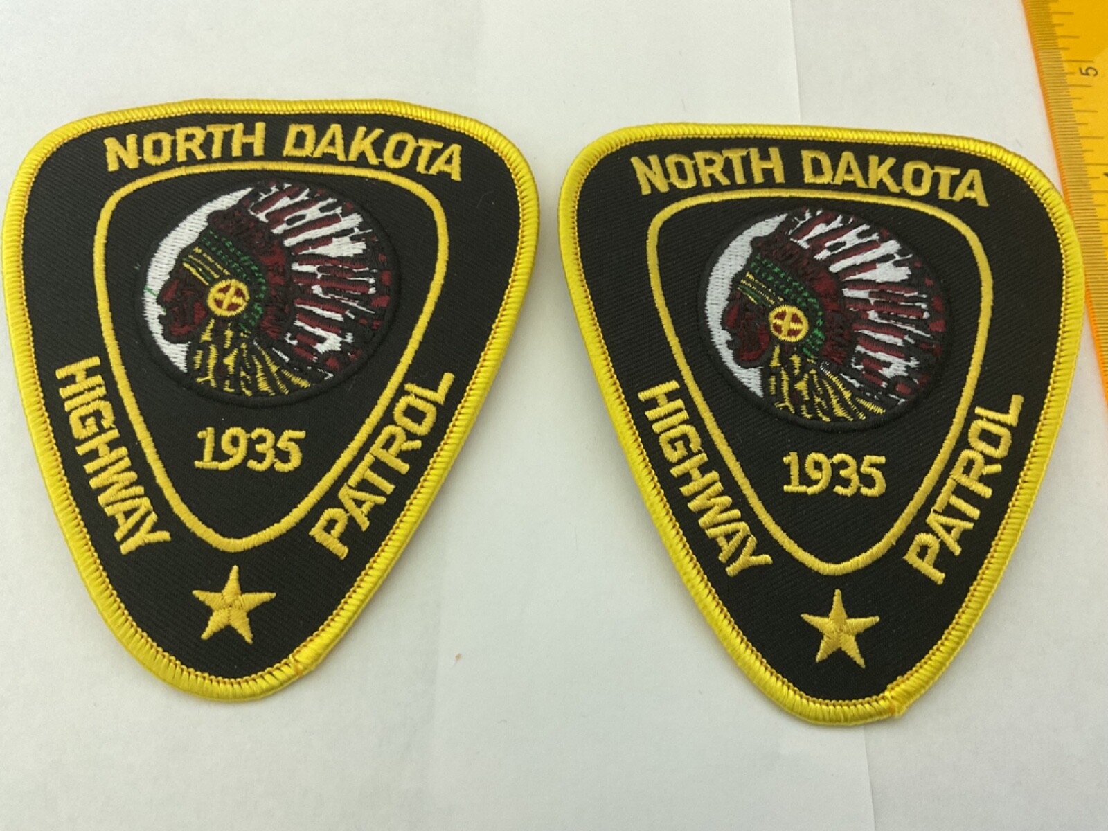 North Dakota Highway Patrol collectable Patch Set 2 pieces,Tracking and Insured