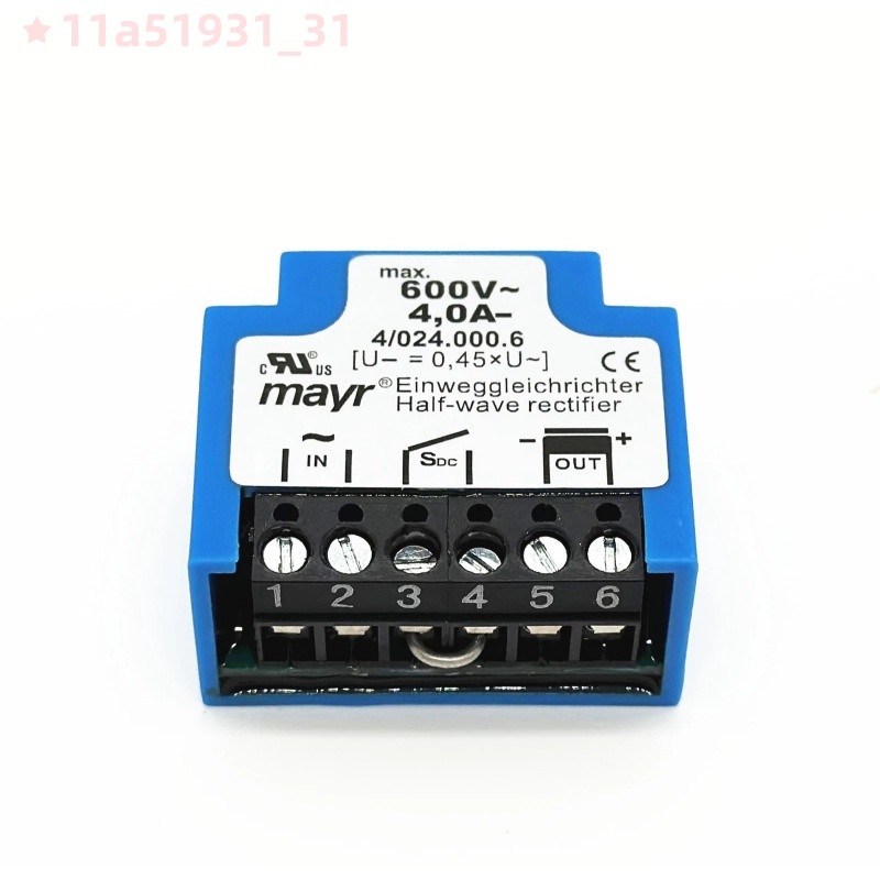 MAYR 4/024.000.6 400V 4.0A Einweggleichrichter Half-wave motor brake rectifier