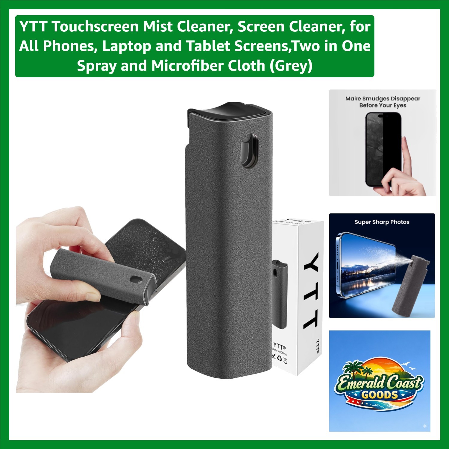All-in-One Screen Cleaner: 2-in-1 Mist Spray & Microfiber for Quick Cleans