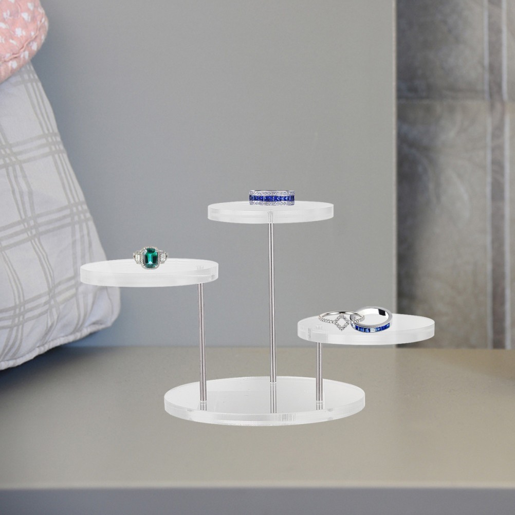 1Set Clear Jewelry Display Rack for Store Gallery Use with Multi Layer Design