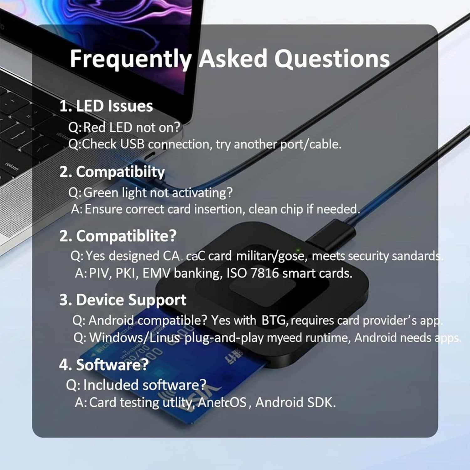 NEW 2025 USB C Smart Card Reader, DOD Military CAC, Automatically Recognizes USB