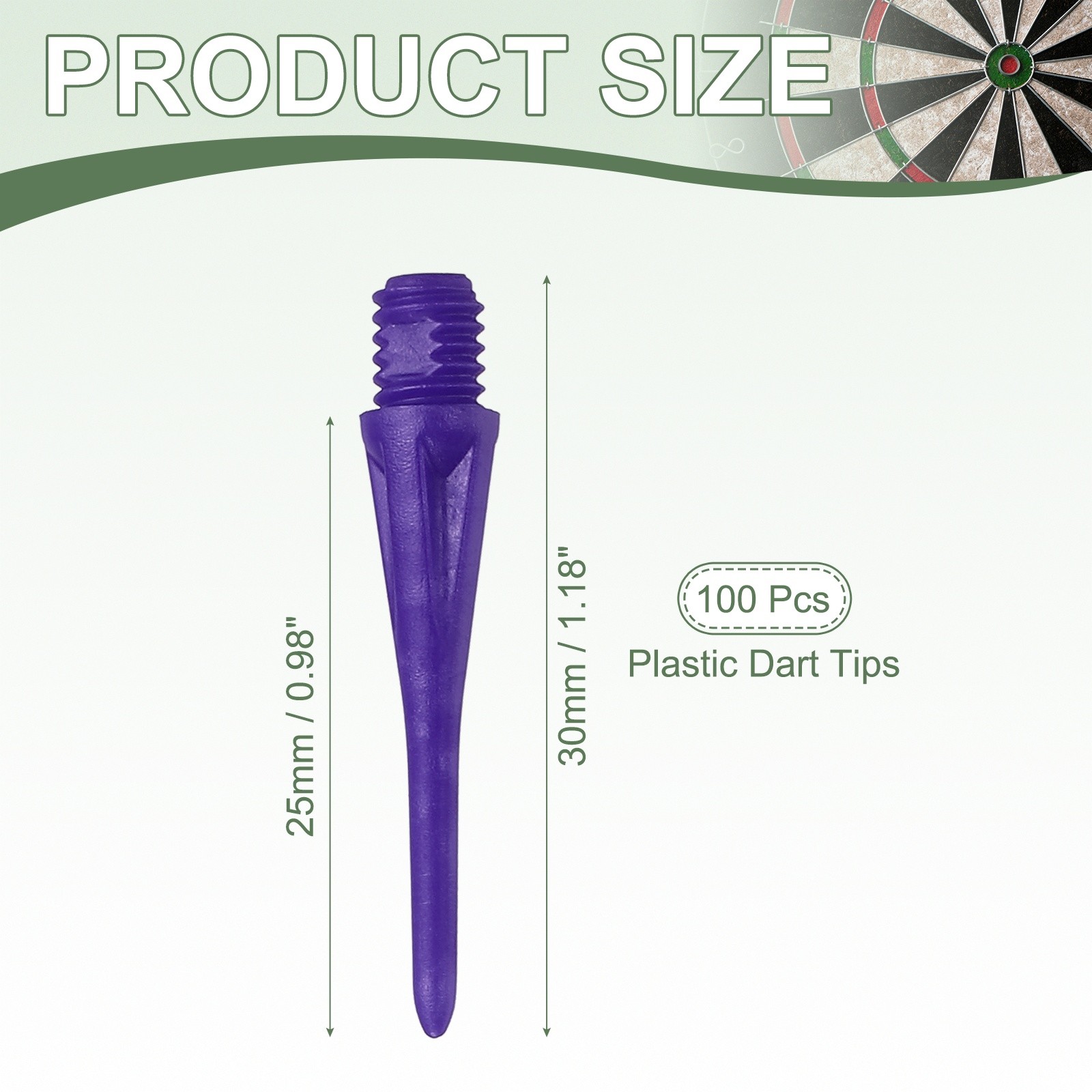 Plastic Dart Tips, 2BA Thread Soft Tip Dart Accessories 100 Pack & Purple