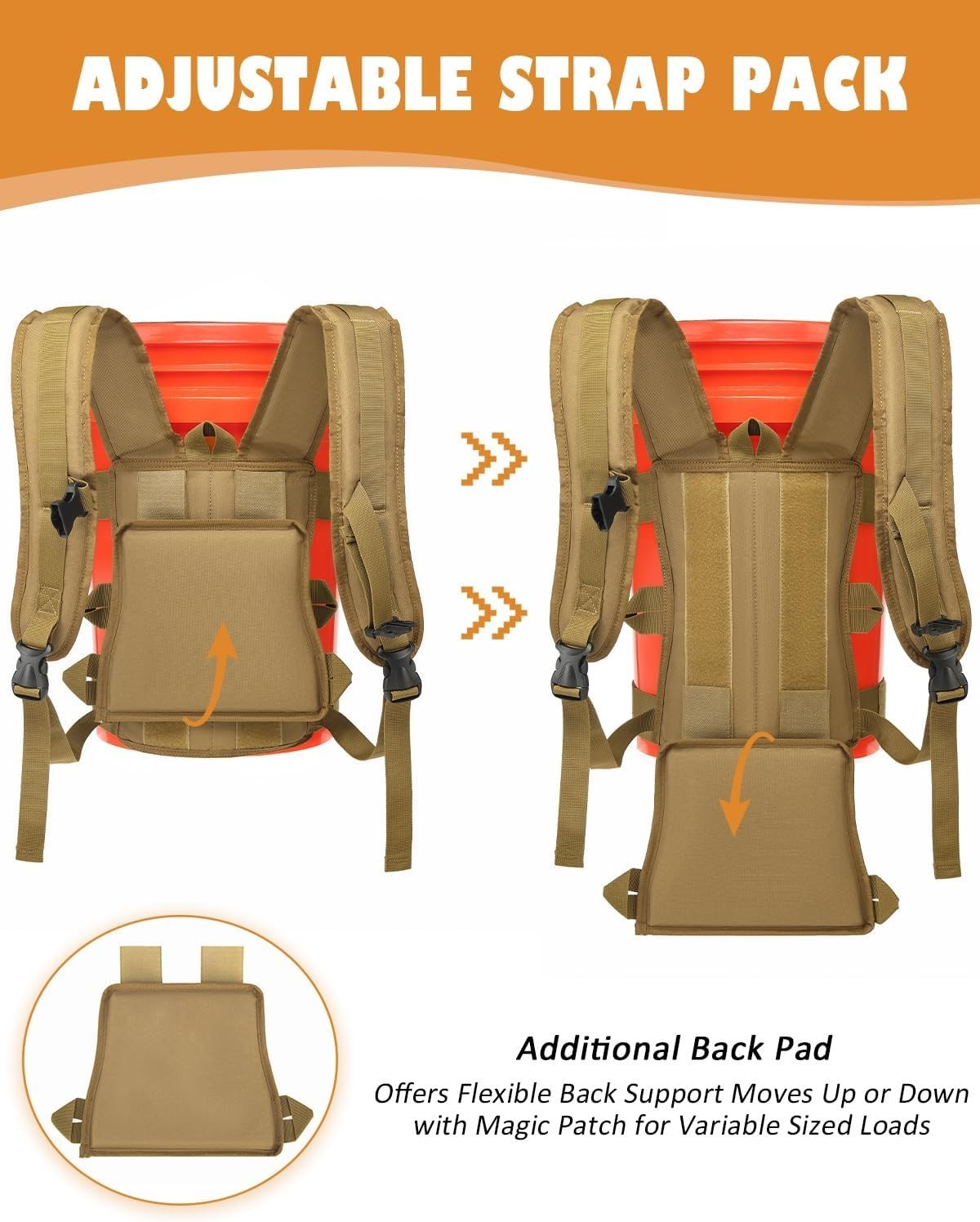 Backpack for 5 Gallon Buckets - Universal Bucket Organizer with Pocket for Hunti