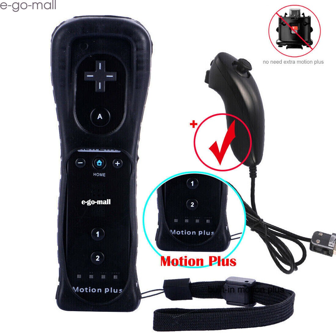 Built-in Motion Plus Wii Remote & Nunchuck Controller for Wii Wii U Console