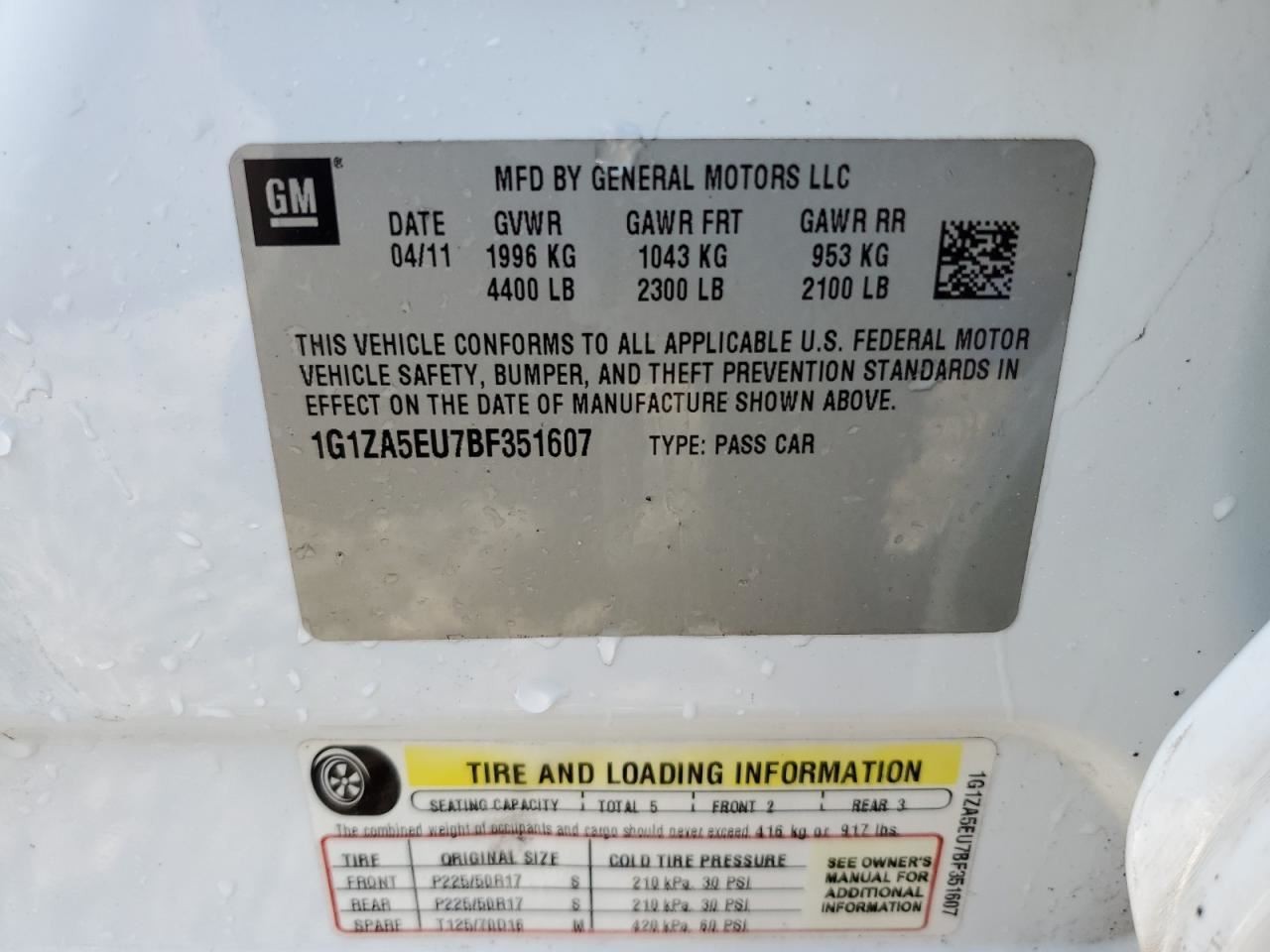 MALIBU 2011 Glove Box 4853408