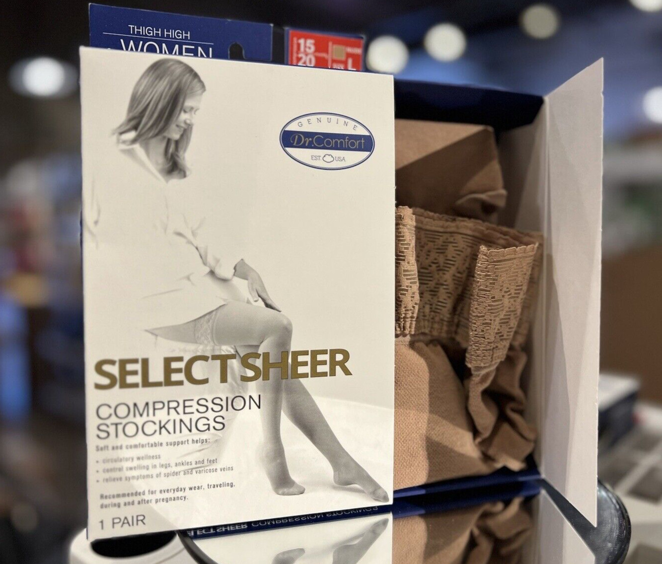 Dr. Comfort Women's Select Sheer Thigh Highs - 15-20 & 20-30 mmHg -Silicone Lace