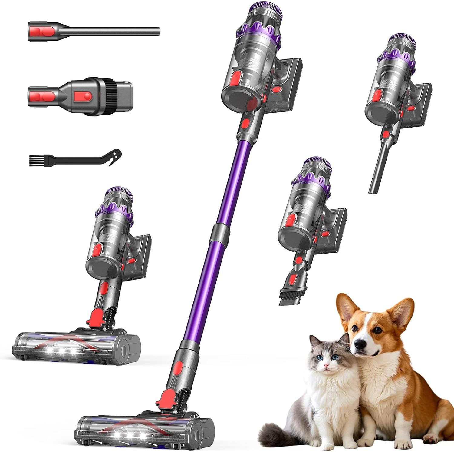 Cordless Vacuum Cleaner, Powerful Stick Vacuum with 70Mins Runtime and Touch Scr