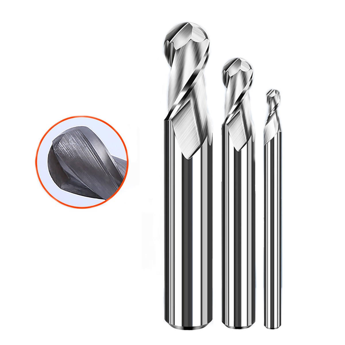 R0.5-R12.5 HSS 2 Flute Ballnose End Mill for Aluminum Steel Ball Nose Slot Drill