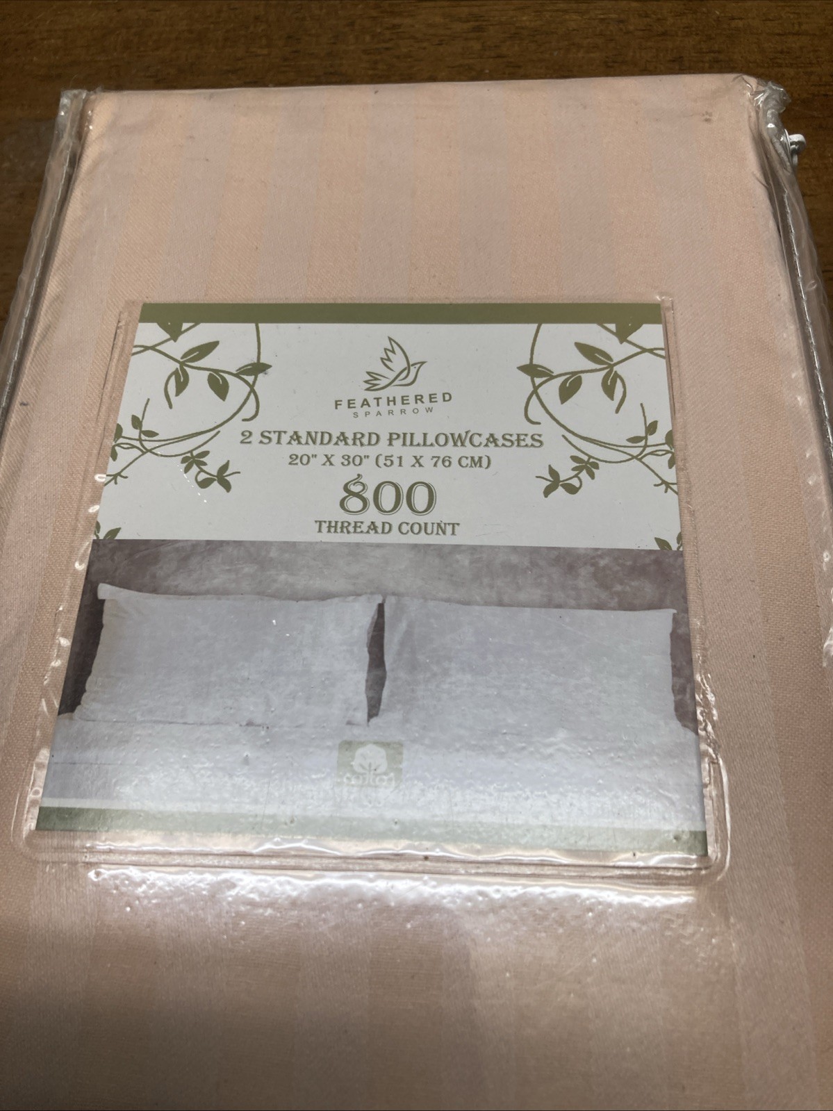 Feathered Sparrow 2 Standard Pillowcases 20”x30” 800 Thread Count, Blush Color