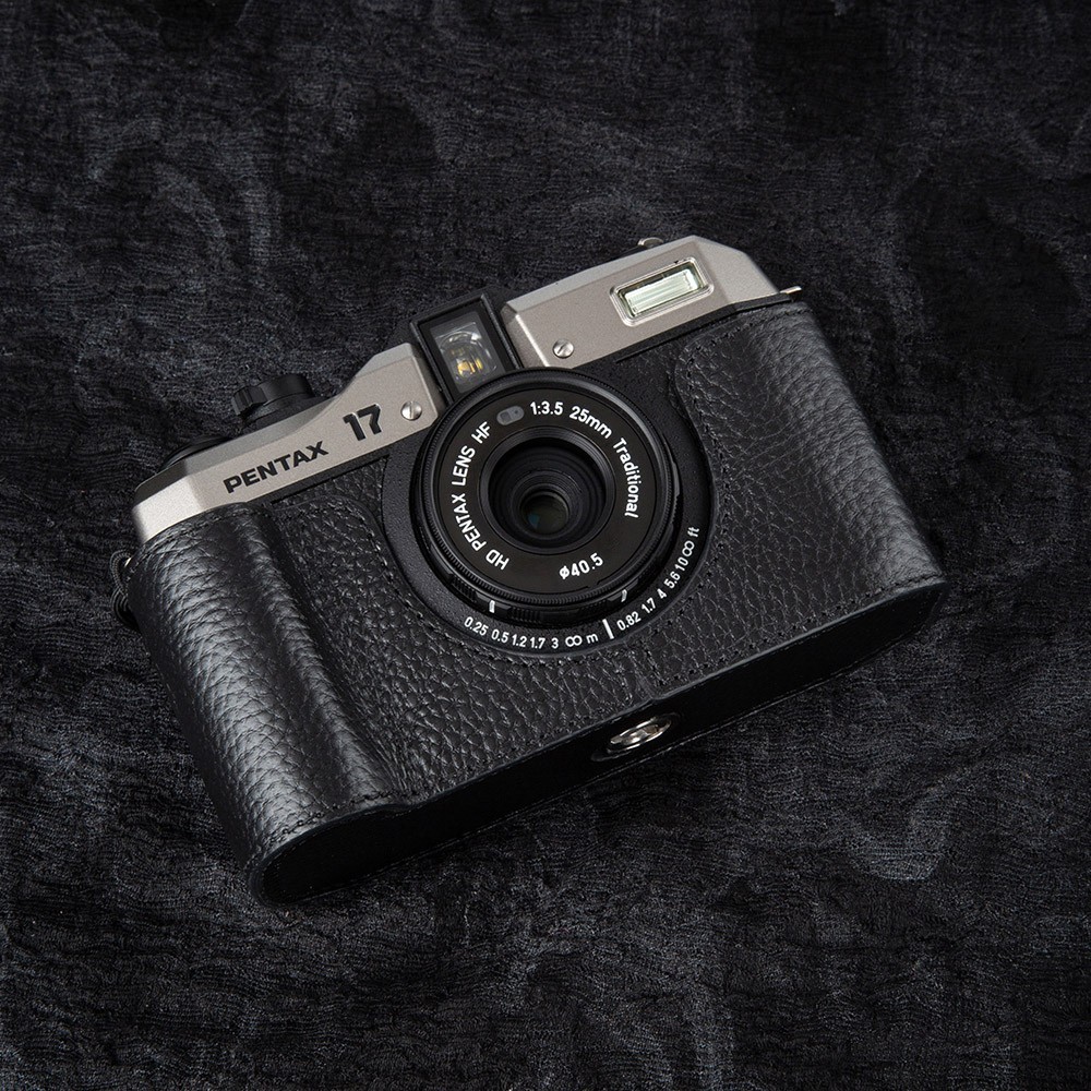For PENTAX 17 Vintage Genuine Leather Half-Wrap Camera Case Protector Case Bag