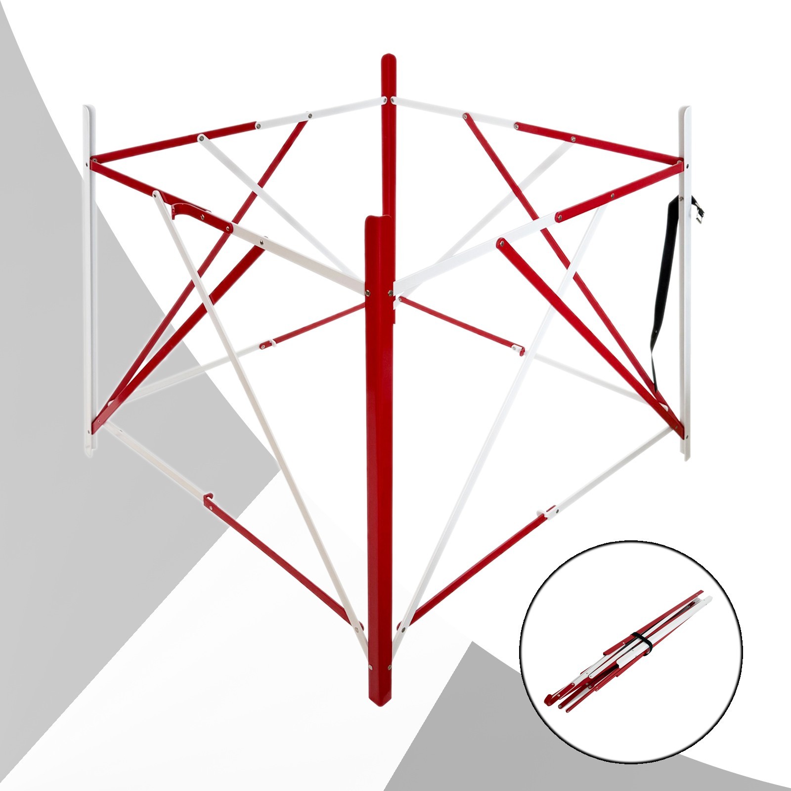 Red and White Collapsible Manhole Guard Rail Telescopic Fence 41.3*41.3*35''