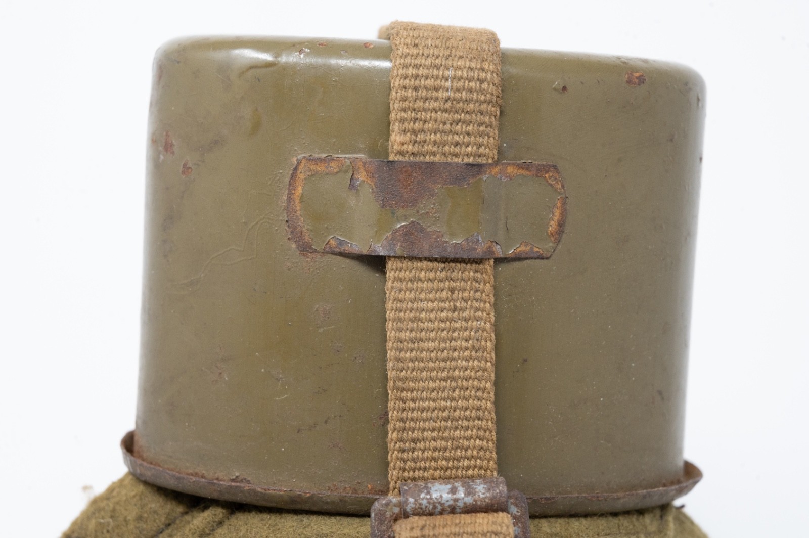 RARE Original German WWII Canteen with GREEN ENAMEL CUP Vintage Wehrmacht