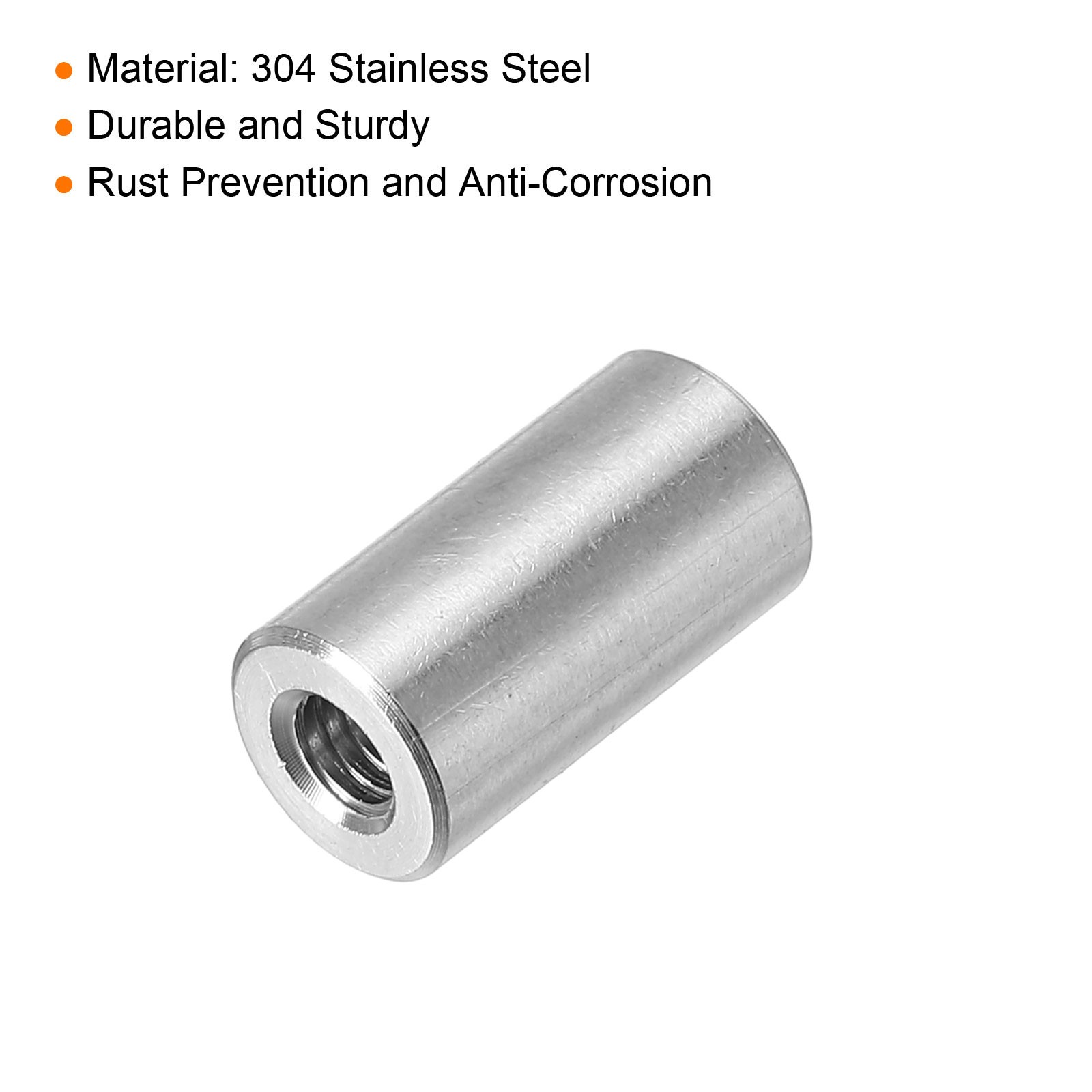10Pcs Round Connector Nuts, M5x15x8mm Coupling Nut Sleeve Rod Bar Stud Nut