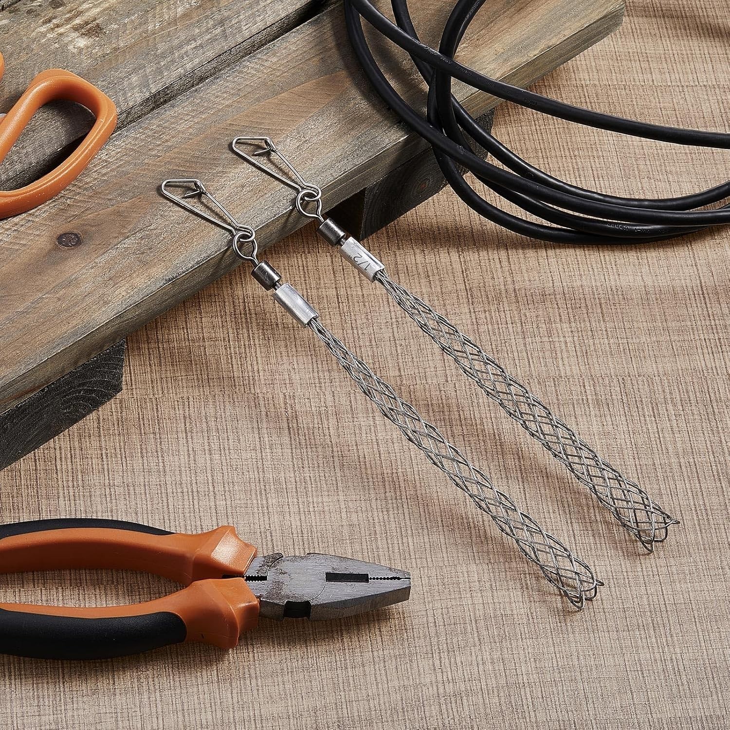 4 Pcs 1/2 in Wire Pulling Grip Mesh Cable Pulls Metal Cable Puller Socks Wire...