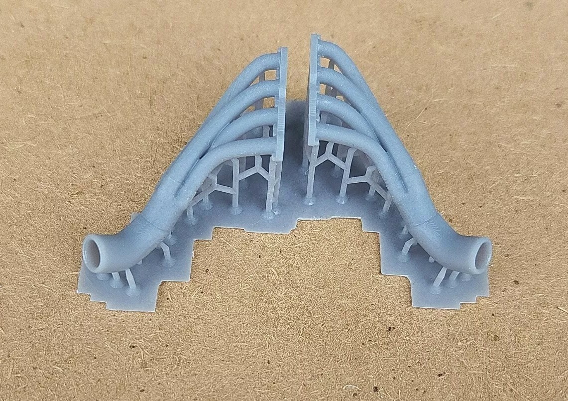 RESIN 3D PRINTED 1/24 1/25 DOWNSWEPT SIDE EXIT HEADERS SHALLOW
