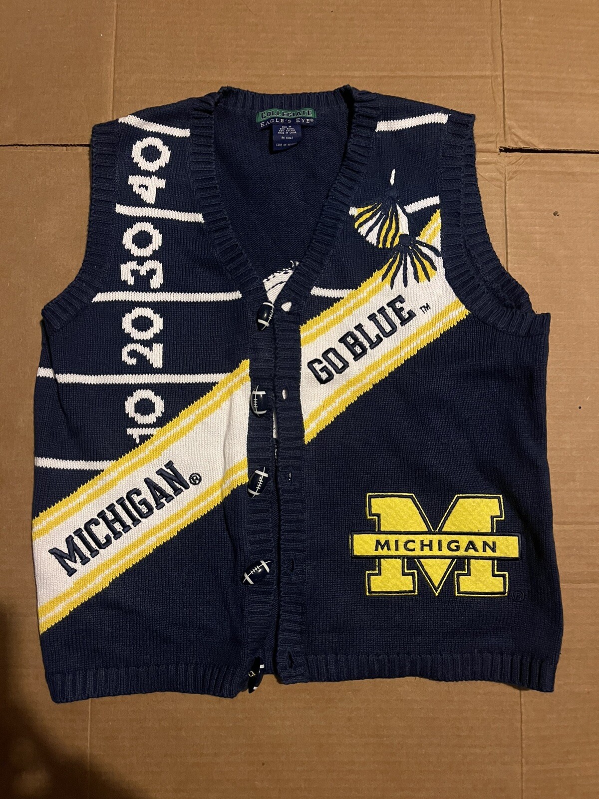 RARE NEW Michigan Wolverines Sweater Vest Vintage Cardigan Football Medium