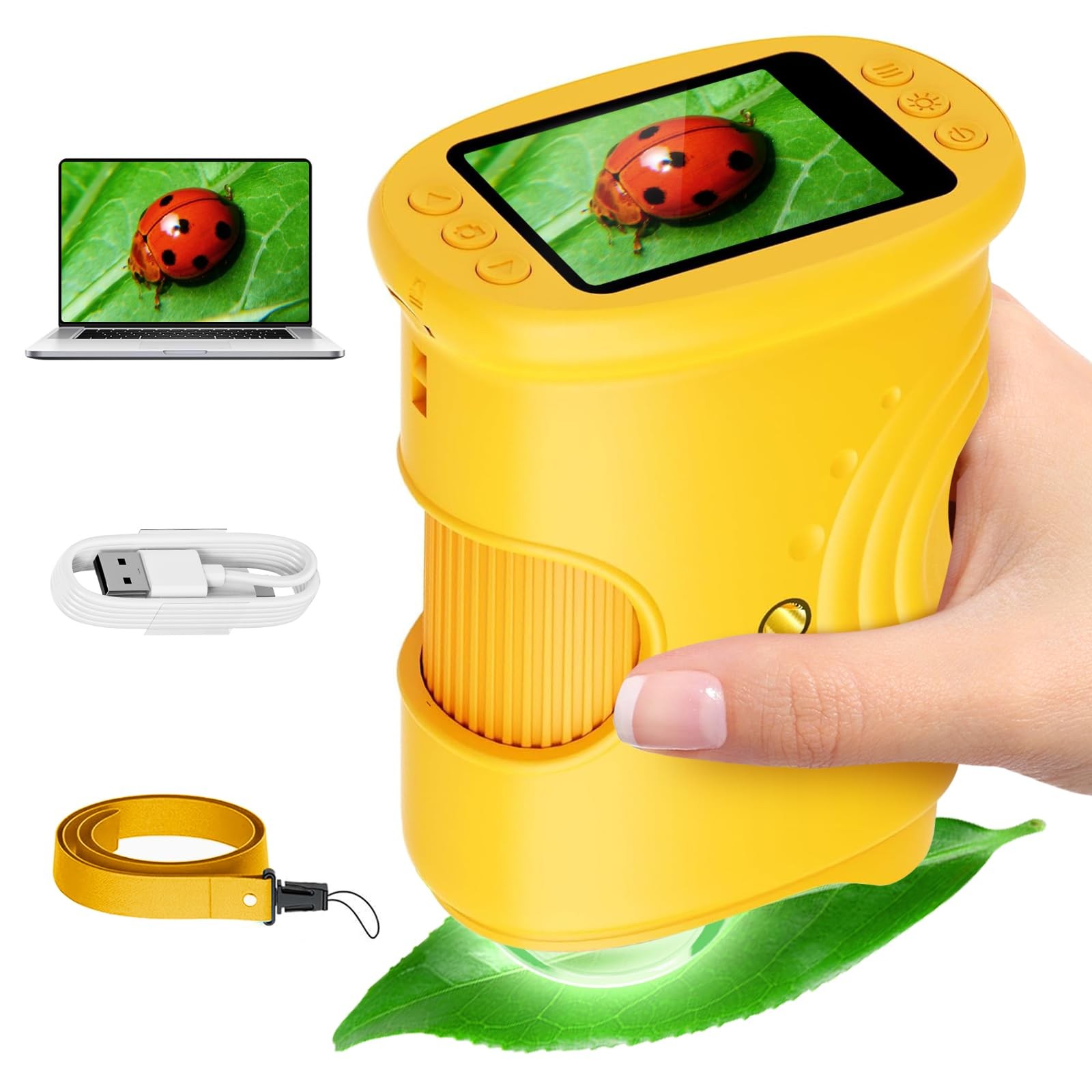 Microscope for Kids 1000X Digital, Handheld HD Yellow