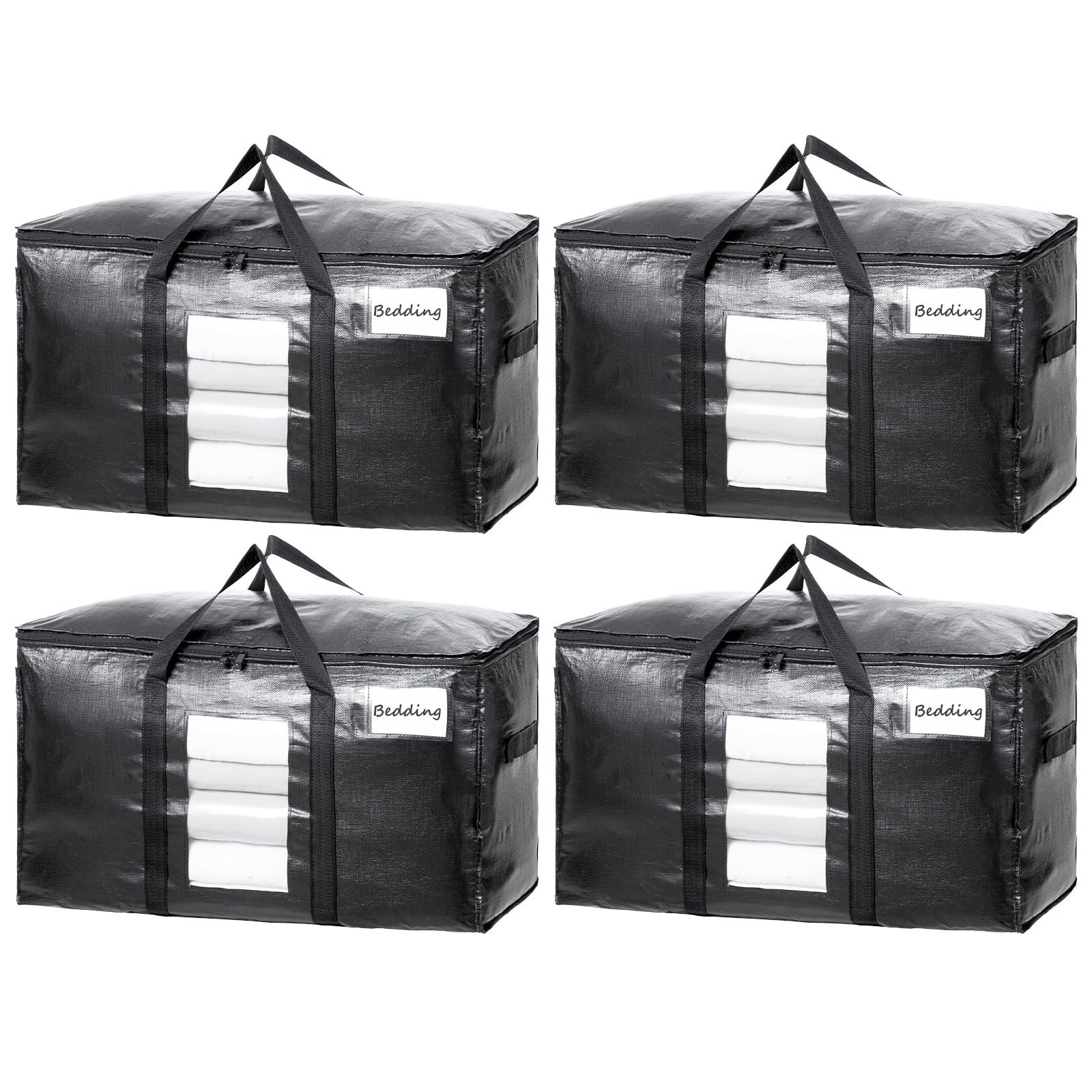 4 Pack Extra Large Moving Bags Heavy Duty Totes for Storage with Window